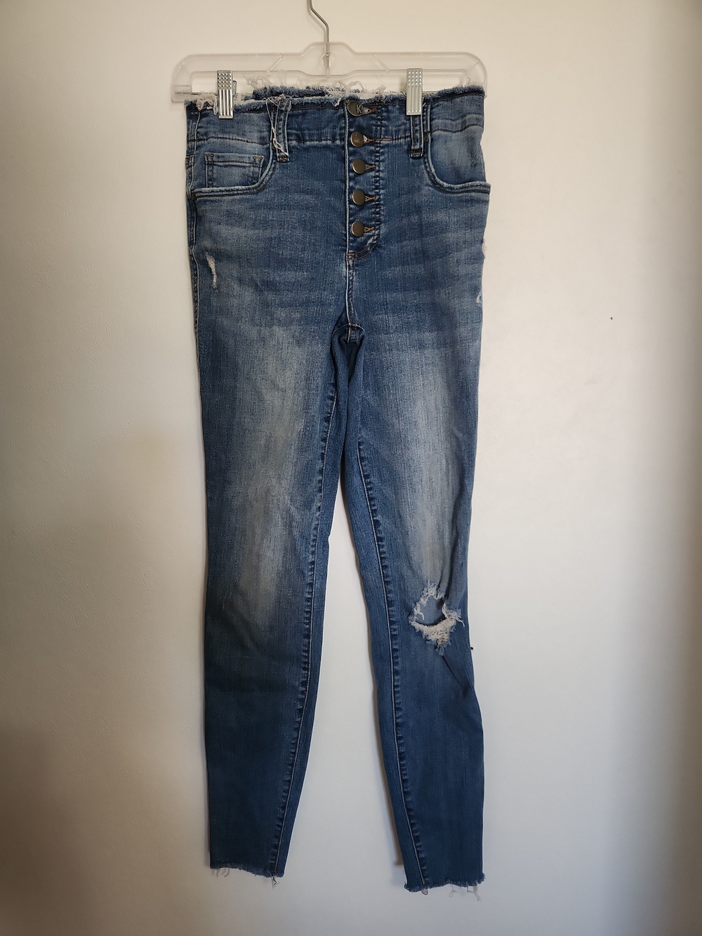 Kut from the Kloth Distressed High-Rise Flare Jeans - Blue - Picture 4 of 5